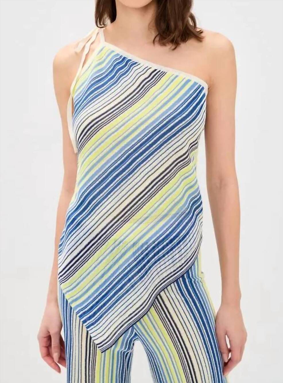 NEW LINE AND DOT kit striped knit top in blue multi